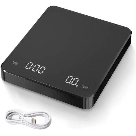 Automatische Kaffeewaage mit Timer, USB-wiederaufladbar, digitale Kaffeewaage, Messgenauigkeit 0,1 g, maximale Tragkraft 3000 g