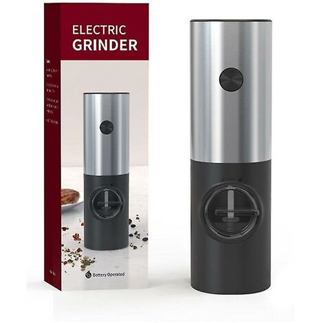 Automatische Salz- und Pfeffermühle, elektrische Gewürzmühle, batteriebetrieben, einstellbare Grobheit, Pfeffer, Silber