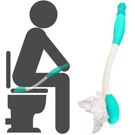Automatische Toilettenpapierabwischvorrichtung (40 cm), Hilfe für ältere Menschen und Schwangere, mit langem Griff und Papierhalter.