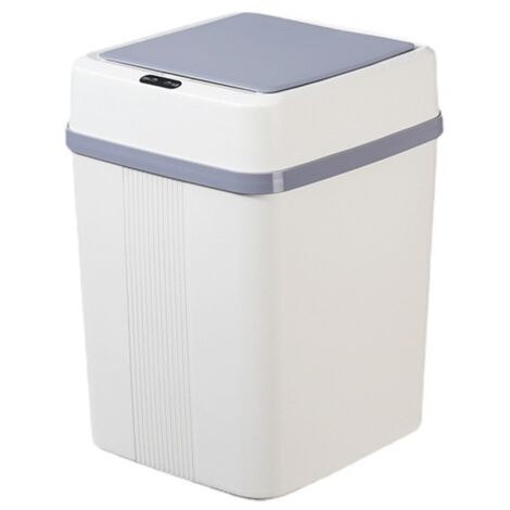 Automatischer 12-Liter-Abfalleimer mit intelligentem Sensor, berührungsloser Öffnung, elegantem Design für Zuhause, batteriebetrieben, Farbe: Weiß.