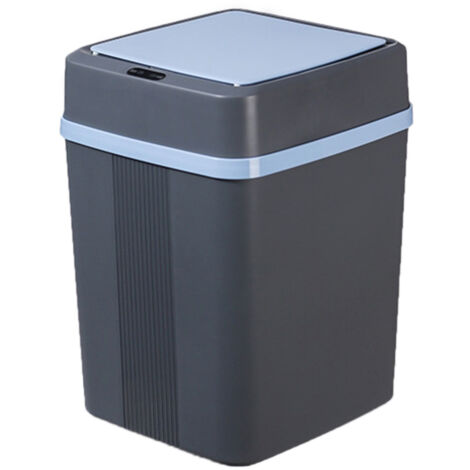 Automatischer 12-Liter-Abfalleimer mit intelligentem Sensor, stabilem Deckel, minimalistischem Design, grau, batteriebetrieben für den Heimgebrauch.