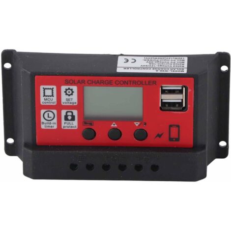 Automatischer 12V/24V-PWM-Solarladeregler, mit LCD-Display, Dual-USB-Anschluss, einstellbarer Solarpanel-Batterieregler, für Solarstromerzeugungssystem(30A)