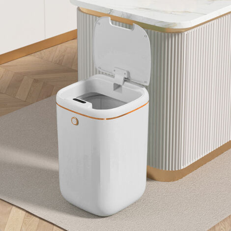 Automatischer 20-Liter-Abfalleimer mit Anti-Berührungssensor, wasserdichtes PP-Material, weiß-goldene Ausführung, für Küche und Bad, Set 1