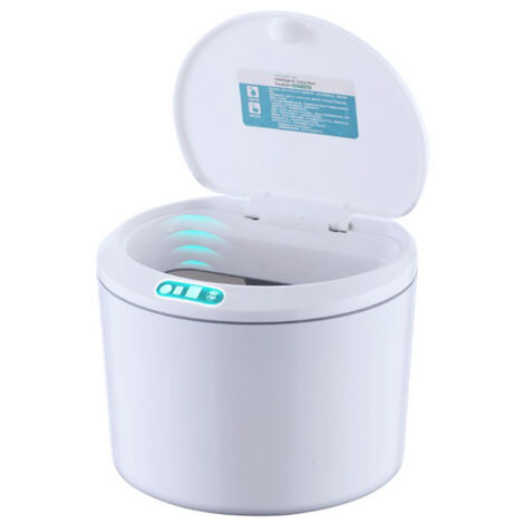 Automatischer 3-Liter-Büroabfalleimer mit Sensor und Deckel, batteriebetrieben, für Fahrzeug und Arbeitsplatz.