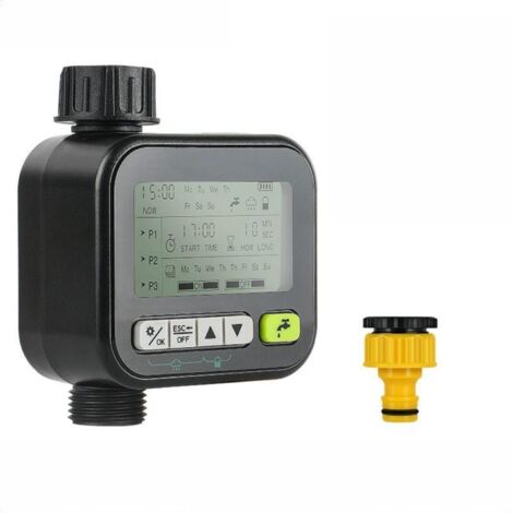 Automatischer Bewässerungstimer für Garten und Balkon, Regensensor, Smart-System, 3 Programme, Kindersicherung