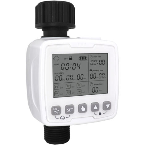 Automatischer Bewässerungstimer für Gartenschläuche, programmierbares Pflanzensystem, wasserdicht mit großem Display, für Töpfe, Gewächshäuser, Terrassen und Rasenflächen