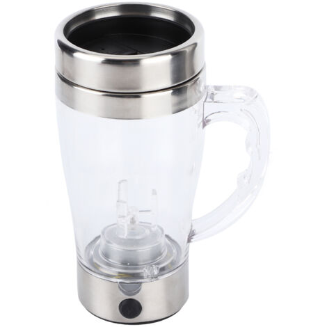 Automatischer elektrischer Edelstahl-Kaffeebecher (350 ml) mit integriertem Rührstab für Büro und Zuhause
