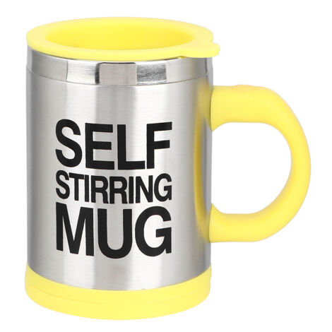Automatischer elektrischer Kaffeebecher (400 ml) aus Edelstahl mit Rührfunktion, gelb