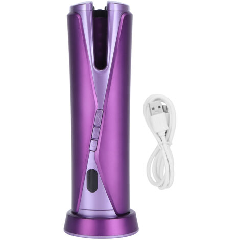 Automatischer, kabelloser Lockenstab mit USB-Ladefunktion, lila Farbe