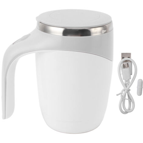 Automatischer Magnetrührer für Kaffeebecher mit Edelstahlbeschichtung, kabellos und tragbar, Farbe: Weiß.