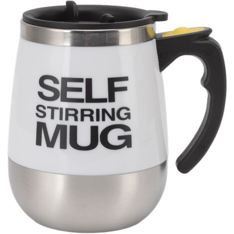 Automatischer Rührbecher (400 ml), batteriebetriebener elektrischer Becher für Kaffee und Getränke, ideal für Büro und Reisen, Innenraum aus Edelstahl, Farbe: Weiß.