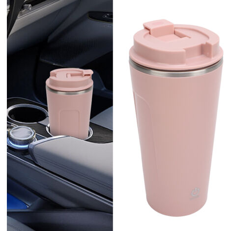 [Automatischer Rührbecher] Selbstumrührender Kaffeebecher, USB-aufladbar, Edelstahl mit Deckel, Rosa, 400 ml, für Büro, Auto und Zuhause