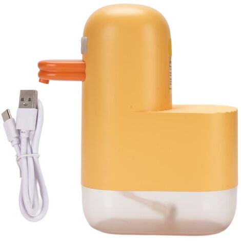 Automatischer Schaumseifenspender Typ 2 mit niedlicher Ente, intelligenter berührungsloser Seifenspender für Bad und Küche, niedliches ABS-Design, 350 ml, USB-aufladbar, Schwarz.