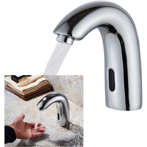 GOJOY Automatischer Sensor Wasserhahn Infrarot Sensor Wasserhahn Messing badarmaturen Waschtischarmatur Automatik Waschbecken Armatur für Schulen, Hotels (Nur Kaltes Wasser)