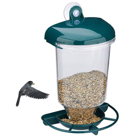 Automatischer, transparenter Vogelfutterspender mit Saugnäpfen