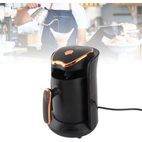 Automatischer Wasserkocher für türkischen Kaffee [Türkischer Kaffee] [600 W] [4 Tassen] 0,3 l Fassungsvermögen, Überlaufschutz, Überhitzungsschutz, akustischer Alarm, Edelstahl 304, ABS, tragbar, EU-S