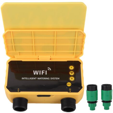 Automatischer WLAN-Bewässerungstimer mit Regenfunktion und App-Steuerung, solarbetrieben, 2 Zonen mit Präzisionsfilter, für Villa, Hof, Balkon, Garten