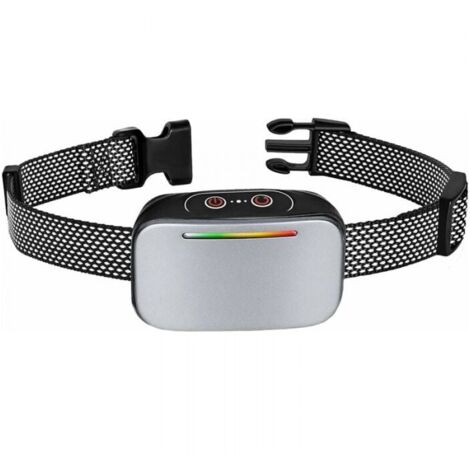 Automatisches Anti-Bell-Halsband Silber für Hunde, intelligente Anti-Bell-Kontrolle, wiederaufladbar, statischer Schock, Vibrations- und Tonmodus, IP67 wasserdicht, LED-Anzeige FLITI