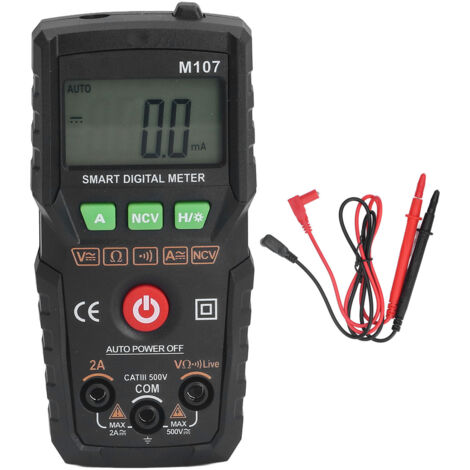 Automatisches digitales Multimeter AC/DC-Spannungsprüfer Widerstands- und Durchgangsprüfung Dioden Tragbar Schwarz