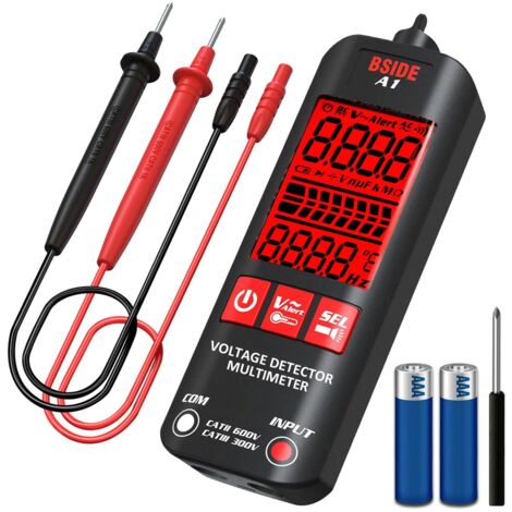 Automatisches Digitalmultimeter, wiederaufladbar, großer Bildschirm, ultradünn, intelligentes Voltmeter mit NCV, AC/DC-Spannungstester, Durchgangs-, Frequenz- und Widerstandsmessung, mit Etui