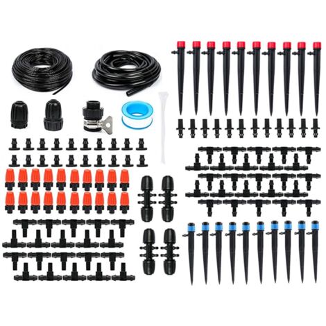 Automatisches Gartenbewässerungssystem-Set, für Rasen/Garten/Terrasse, Kunststoff, 60 m, einstellbare Wasserkraft, einfach zu installieren, mehrfarbig