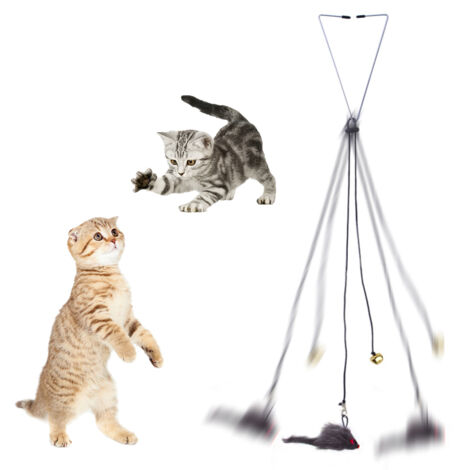 Automatisches Katzenspielzeug mit hängender Maus fürs Fenster – verstellbare Gummischnur für selbstständiges Spielen