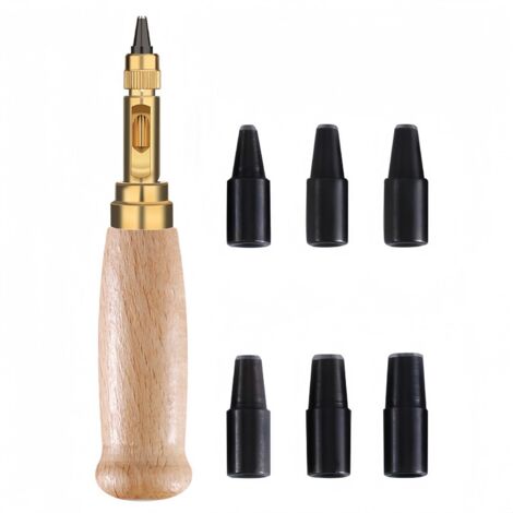Automatisches Lederlochwerkzeug, Lederlocher mit 6 austauschbaren Lochern zum Nähen, Papierbasteln und Basteln (1,5 mm - 4 mm)