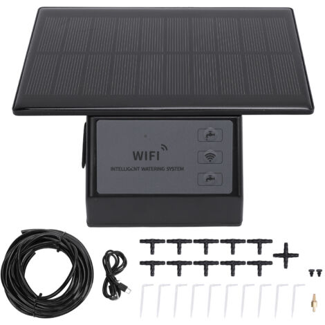 Automatisches, solarbetriebenes Tropfbewässerungsset mit WLAN-Steuerung per App, Timer, 2000-mAh-Akku, spart Zeit