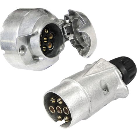 Automotive Base and Socket 12 V, 7 Pins DIN ISO 1724 Female Male Metallic Connectors for Trailer/Caravan/Car Hitch Motorcycles