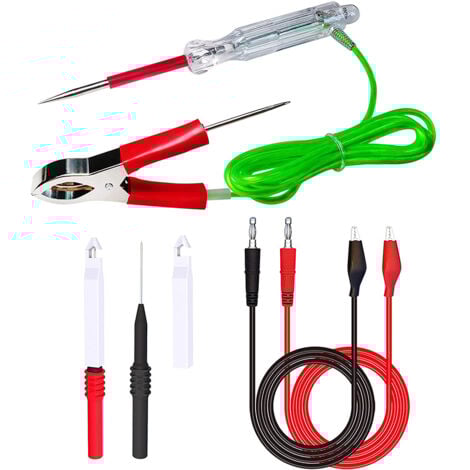 Automotive Circuit Tester Test Leads Test Light 3-24V Voltage Tester Dual Probes Alligator Clamps Two-Way Voltage Test