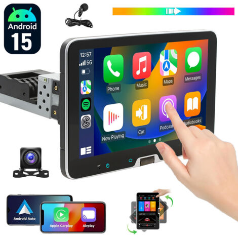 Autoradio 1 DIN Android 15 pouces 4+64 Go CarPlay Navigation WiFi Rotation à 360° - 4+64G CAM