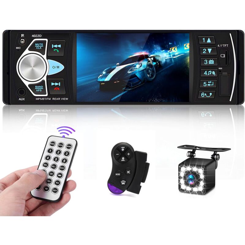 Autoradio 1 Din AVCE Écran de 4,1 Pouces Auto Radio Bluetooth Lecteur MP5 Poste Radio 1din avec Mains Libres Bluetooth FM USB AUX TF Commandes au