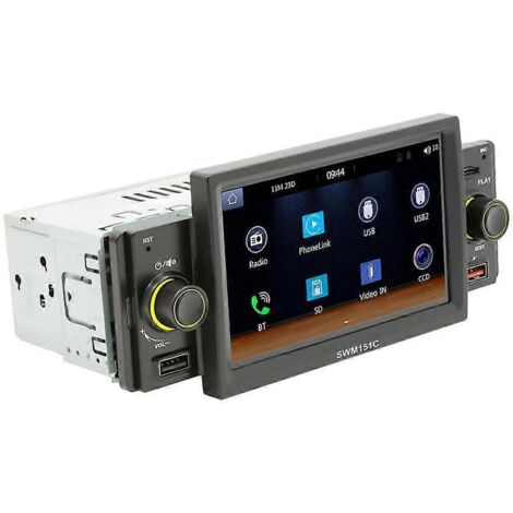 Autoradio 1 DIN avec écran tactile, compatible Bluetooth, radio FM et lecteur MP5