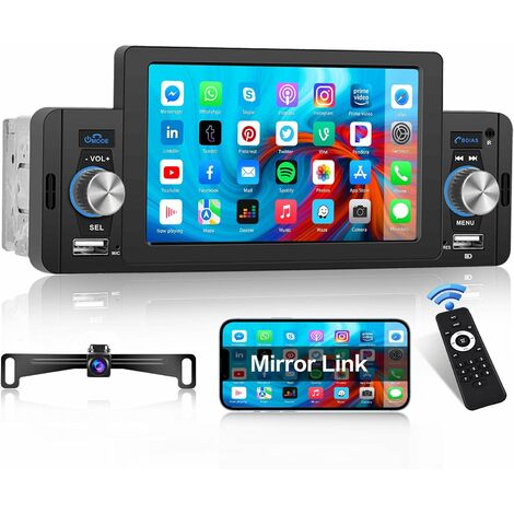 Hikity Autoradio 1DIN Apple Carplay Android Auto avec 5 Ecran Tactile  Autoradio Bluetotoh Lien Miroir Dual USB FM AUX SD MIC Autoradio avec  Camera de Recul : : High-Tech