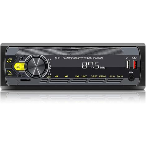 Autoradio 1 Din con supporto vivavoce Bluetooth, assistente vocale e controllo APP per telefono cellulare, lettore FM MP3, 2 x USB, scheda TF, audio AUX con telecomando