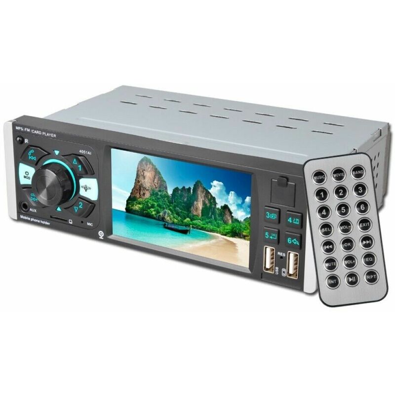 Image of Topolenashop - Autoradio 1 din display tft 4.1' stereo 45Wx4 bluetooth usb aux MP3 media 4051AI