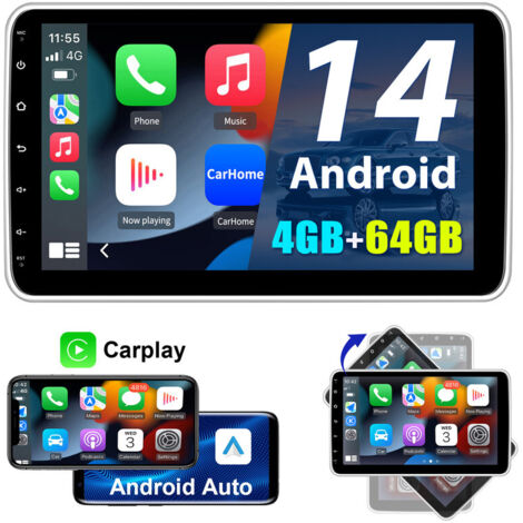 Autoradio 10 pouces CarPlay Android14 GPS Wi-Fi RDS 4+64GB JUNSUN