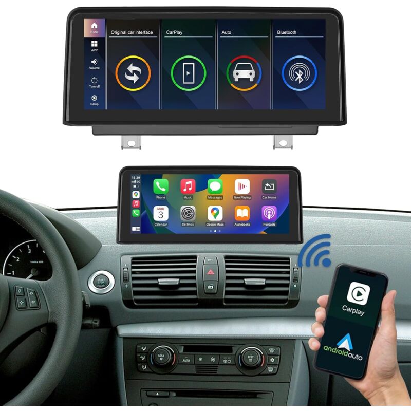 Autoradio 10.25 Pouces Carplay Touchscreen Car Radio Our BMW Série 1 E81/E82/E87/E88 2004-2008 Année avec CCC System, pour Apple sans Fil