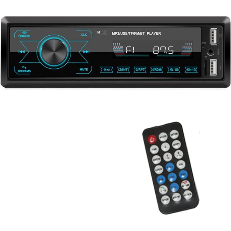 Autoradio 12V Bluetooth Mains Libres avec USB et Lecteur MP3 7 Couleurs LED Prend en Charge Les téléphones iOS et Android