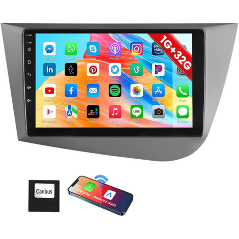 Autoradio 32/64 Go pour Seat Leon 1P1 (2005-2012) Android 15, CarPlay, GPS, Bluetooth, RDS - 1+32G