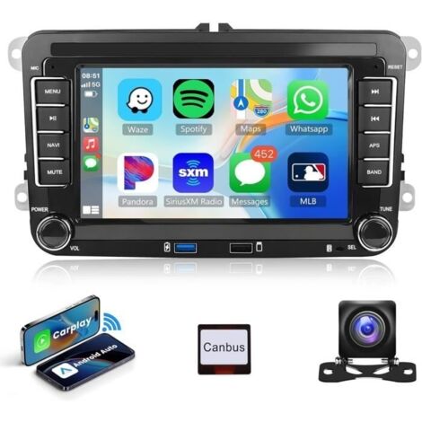 Autoradio 7 pouces CarPlay Android Auto - Bluetooth 5.1 - Double-Din - 60Wx4