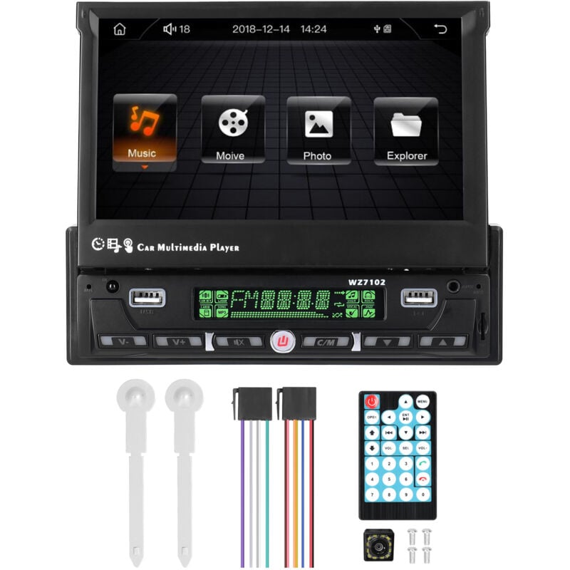 Lifcausal - Autoradio 7 pouces simple Din avec écran tactile télescopique Radio fm bt Lecteur MP5 Prise en charge Carplay Android Auto Lien