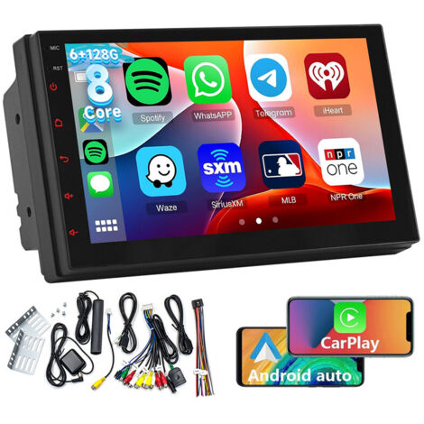 Autoradio 8 cœurs Android 14 Carplay 2 DIN GPS NAVI WiFi AM RDS Bluetooth - 6+128G