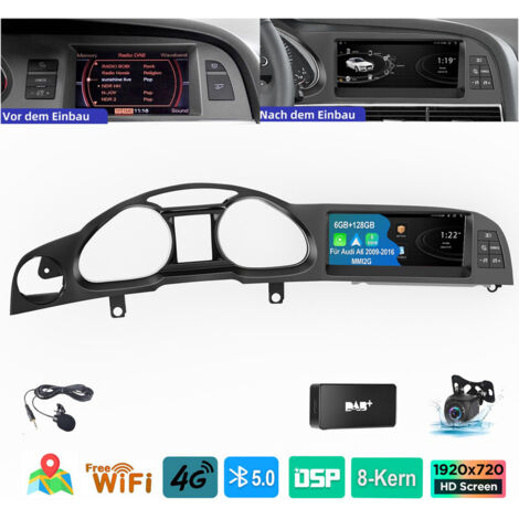 Autoradio 8,8" pour Audi A6 C6 4F MMI 2G (2005-2009) 4G GPS navigation BT Carplay 6+128 Go DAB CAM