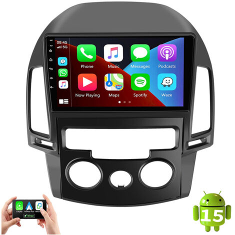 Autoradio 9'' Android 15 Carplay GPS Navi RDS pour Hyundai i30 MK1 FD (2006-2011) - 4+64G