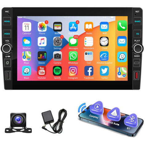 Autoradio 9" Carplay 2 DIN Android 15 32/64G avec écran tactile GPS NAVI RDS FM Bluetooth Wifi - 2+64G CAM