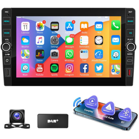 Autoradio 9" Carplay 2 DIN Android 15 32/64G avec écran tactile GPS NAVI RDS FM Bluetooth Wifi - 2+64G DAB+ CAM