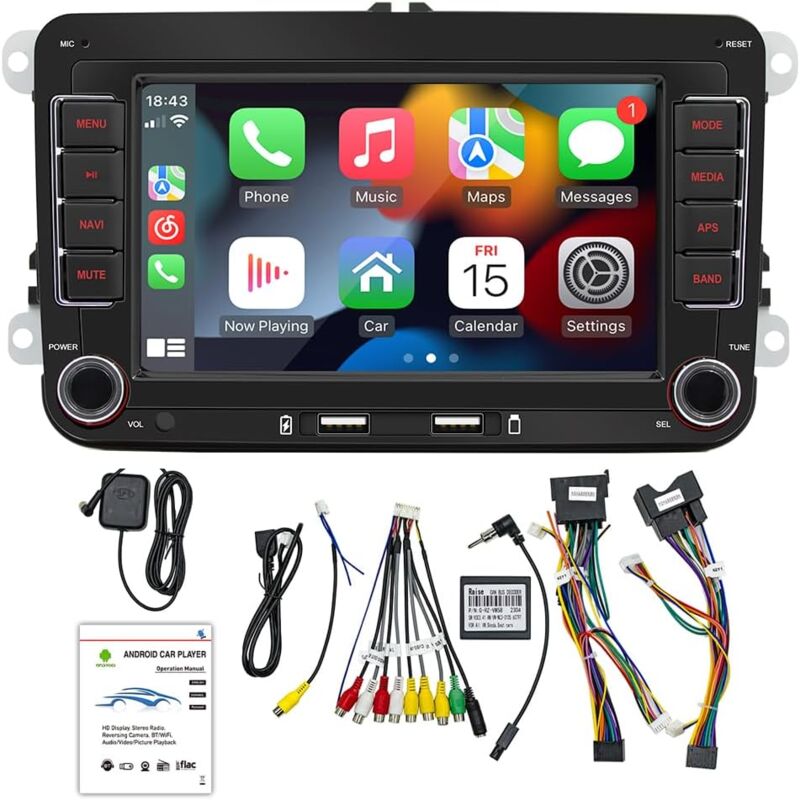 Autoradio Android 13 avec Carplay pour VW Golf 5 6 Polo Skoda Caddy T5 Passat, Radio 2 Din avec système de Navigation écran 7', avec