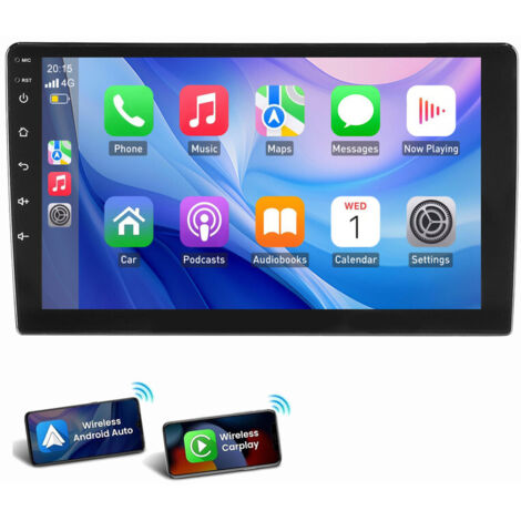 Autoradio Android 14 9/10 pouces double DIN Carplay sans fil Android Auto GPS RDS 9" 4+64G