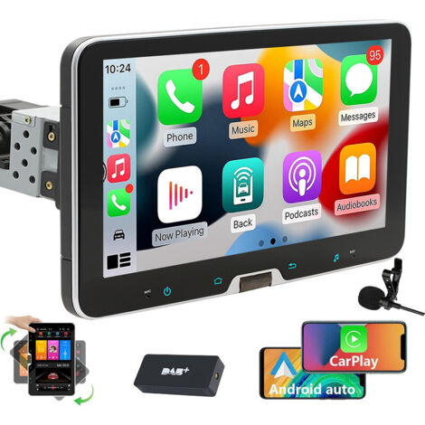 Autoradio Android 14 Apple Carplay GPS Navi WIFI 1 DIN Écran Rotatif - 2+32G DAB+